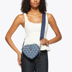 Kurt Geiger London 2Z Kensington Heart XB Denim Crossbody Bag NWT Dust Bag